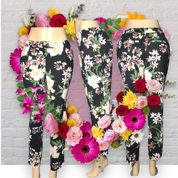 Ellane Rose Black Multicolour Floral Pants Size XS - Picture 3 of 16